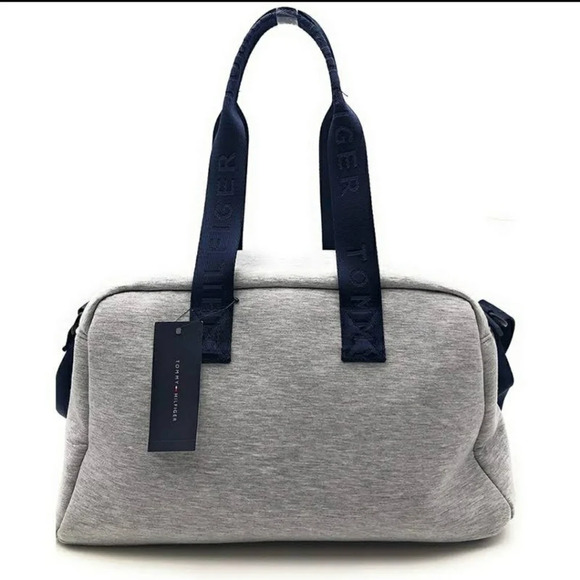 TOMMY HILFIGER WEEKENDER BAG COLOR GREY/ BLUE NEW - Picture 2 of 16
